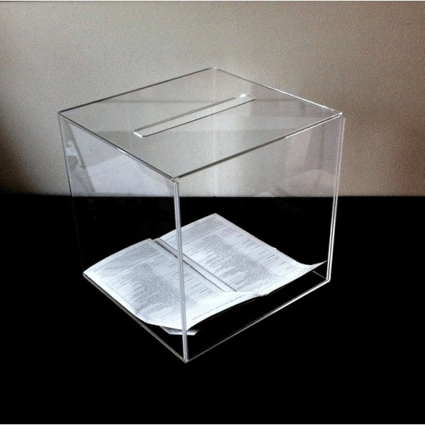 Urne plexiglas transparent sans serrure pour jeu concours animation commerciale magasin Belgique