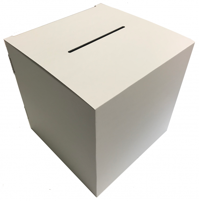Urne carton blanche vierge Urne carton blanche vierge format 20x20cm pliable montage rapide collecte bulletins