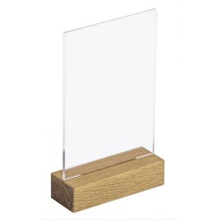 Porte visuel A6 vertical socle en bois