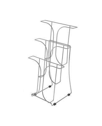 Porte brochures A4 métal chromé 3 bacs de travers